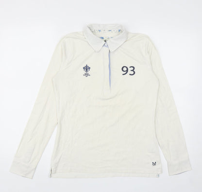 Crew Clothing Womens Ivory Cotton Basic Polo Size 10 Collared - 93