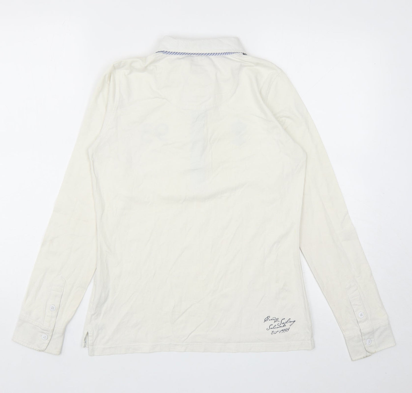 Crew Clothing Womens Ivory Cotton Basic Polo Size 10 Collared - 93