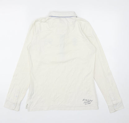 Crew Clothing Womens Ivory Cotton Basic Polo Size 10 Collared - 93
