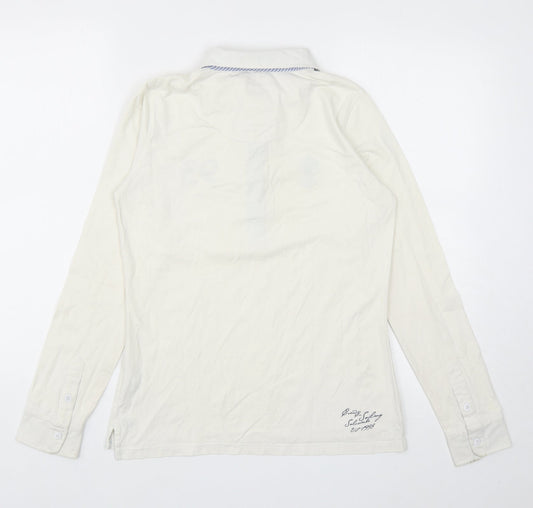 Crew Clothing Womens Ivory Cotton Basic Polo Size 10 Collared - 93