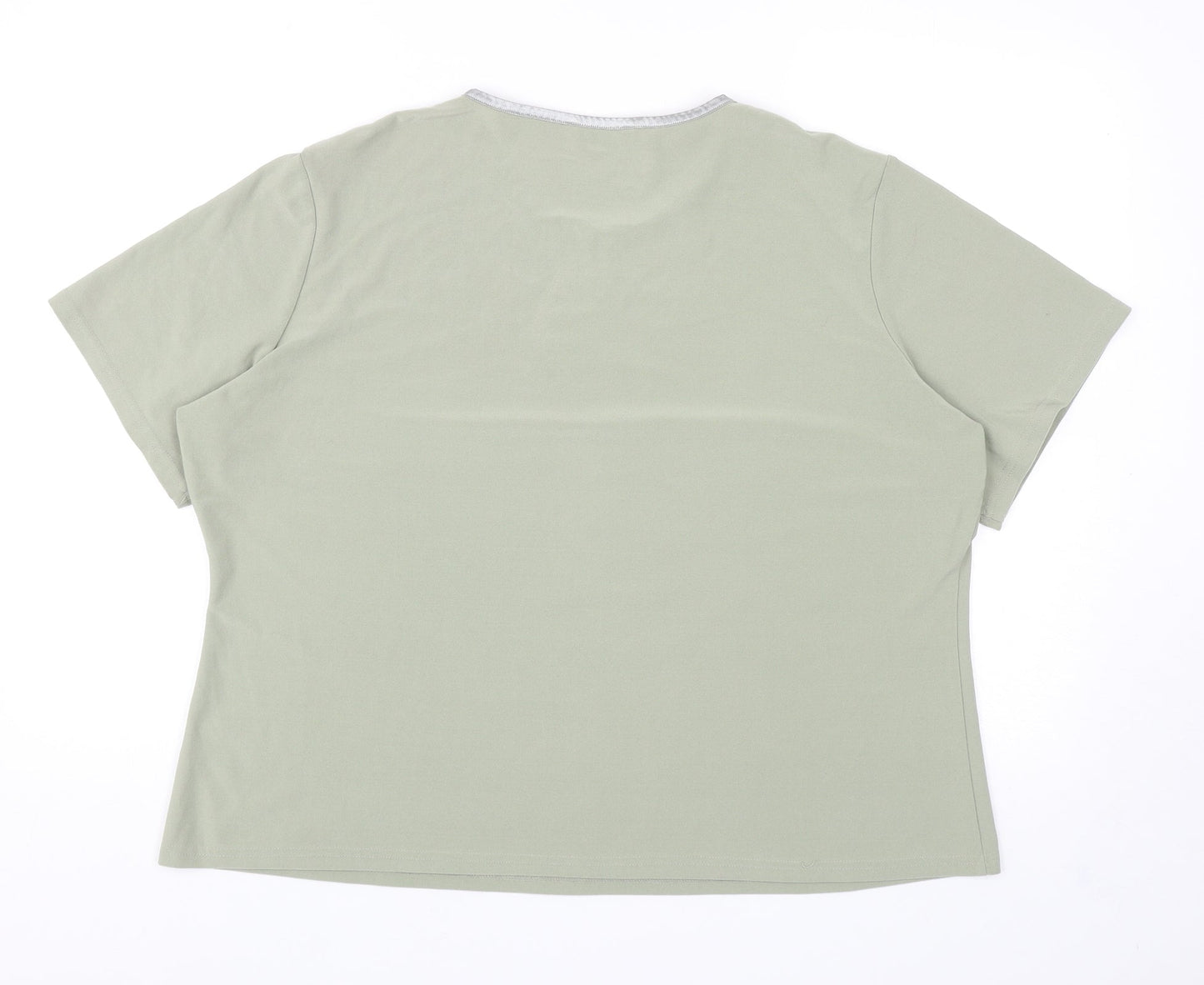 Berkertex Womens Green Polyester Basic T-Shirt Size 22 Round Neck - Flower