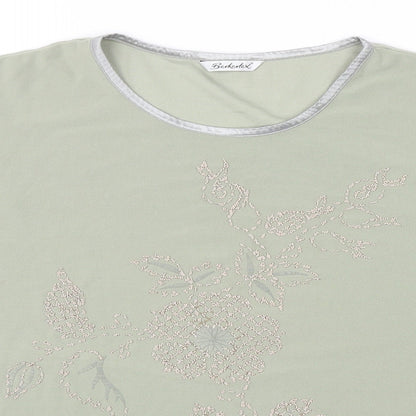Berkertex Womens Green Polyester Basic T-Shirt Size 22 Round Neck - Flower