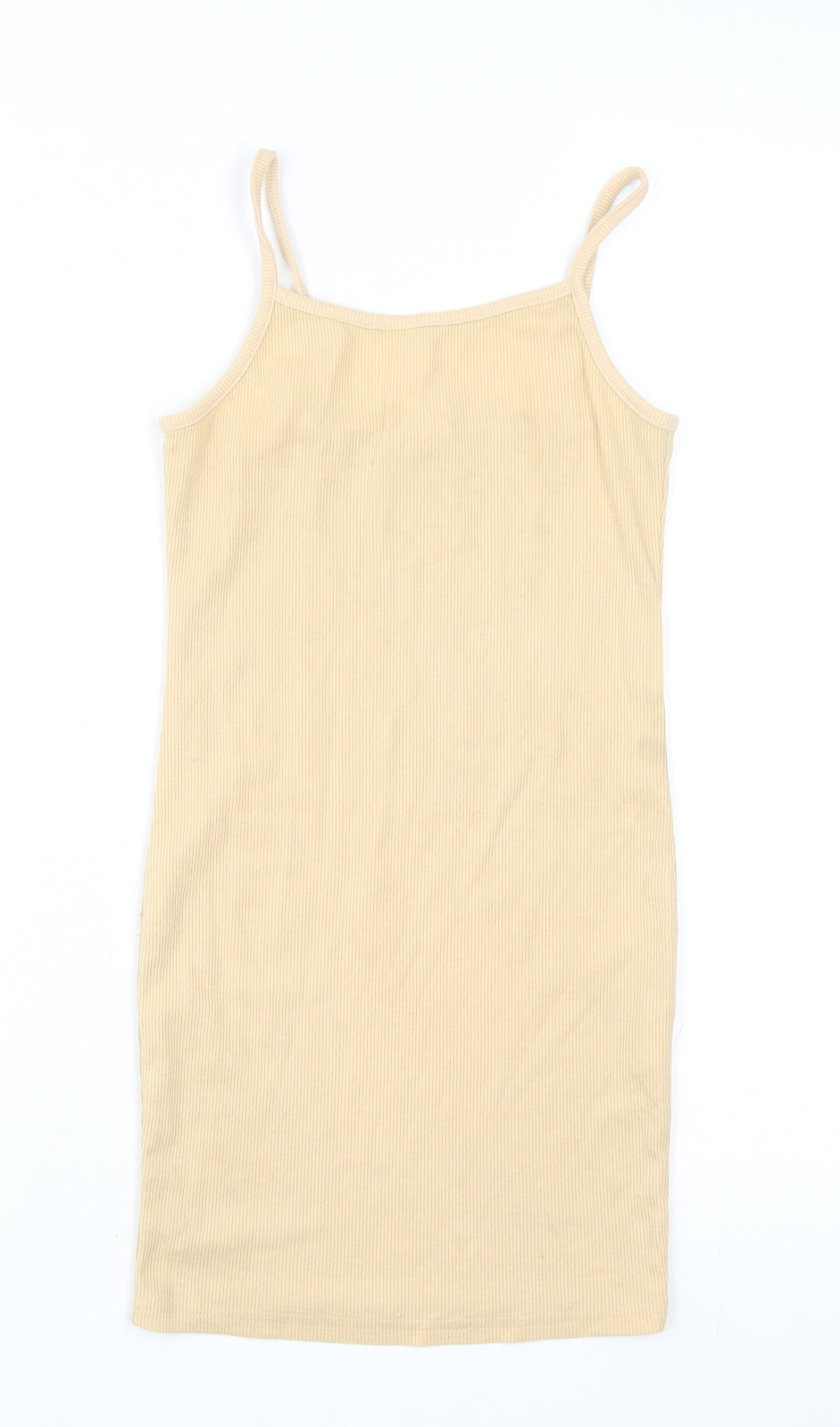 SheIn Girls Beige Polyester Tank Dress Size 9 Years Square Neck Pullover