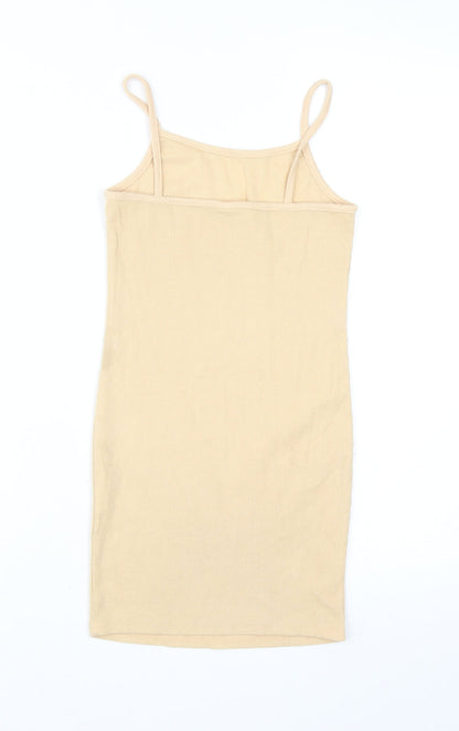 SheIn Girls Beige Polyester Tank Dress Size 9 Years Square Neck Pullover