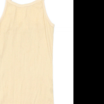 SheIn Girls Beige Polyester Tank Dress Size 9 Years Square Neck Pullover