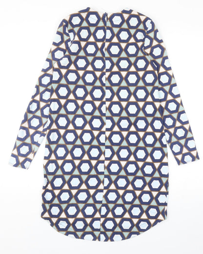 H&M Womens Multicoloured Geometric Cotton Mini Size XS Round Neck Zip