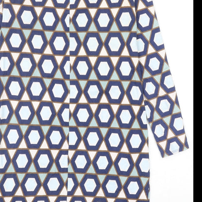 H&M Womens Multicoloured Geometric Cotton Mini Size XS Round Neck Zip