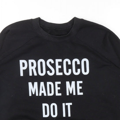 Preworn Womens Black Cotton Pullover Sweatshirt Size S Pullover - Prosecco Made Me Do It