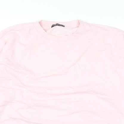 Stylewise Womens Pink Cotton Pullover Sweatshirt Size S Pullover