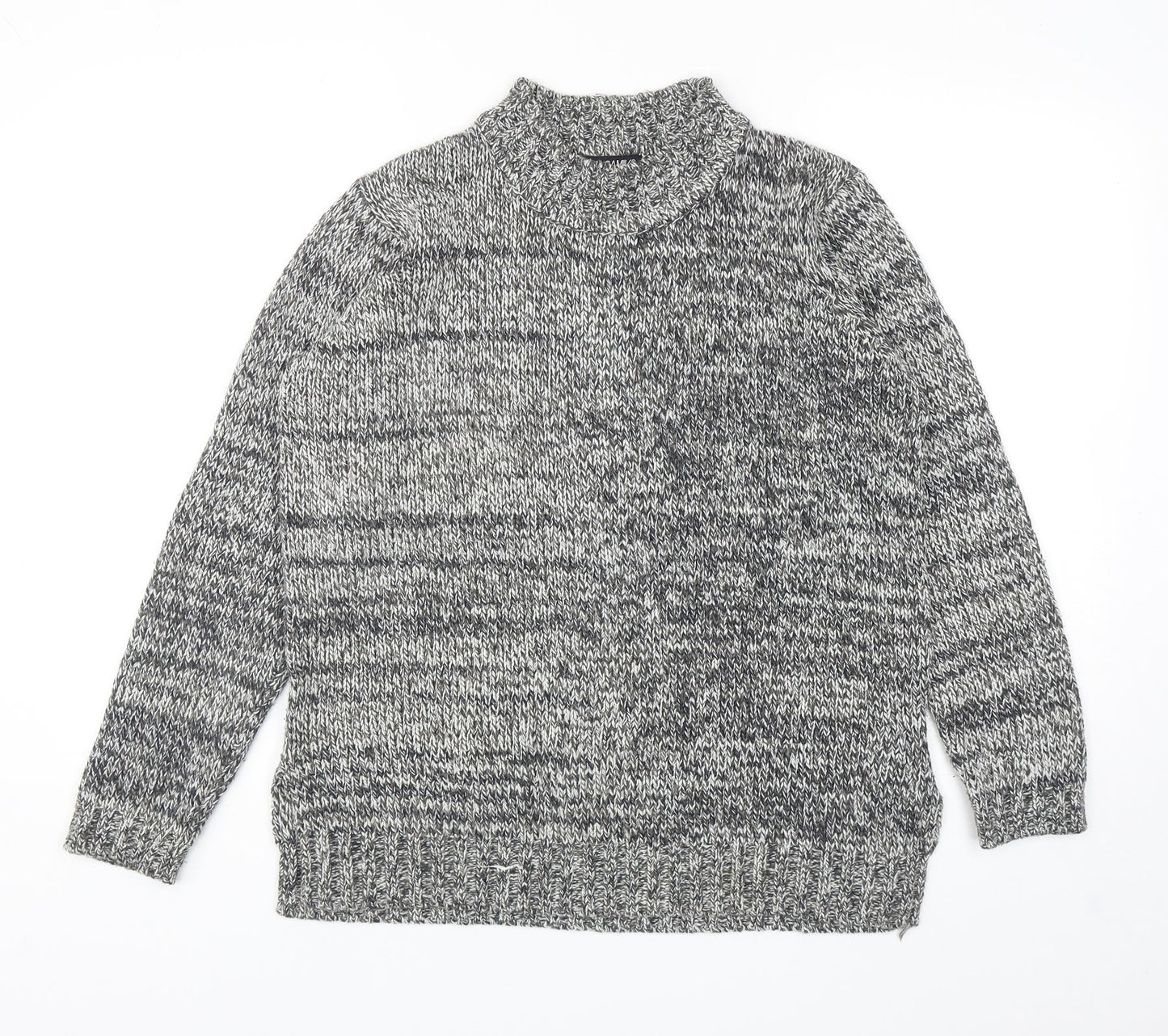 Balsamik Womens Grey Mock Neck Acrylic Pullover Jumper Size 10 - UK size 10-12