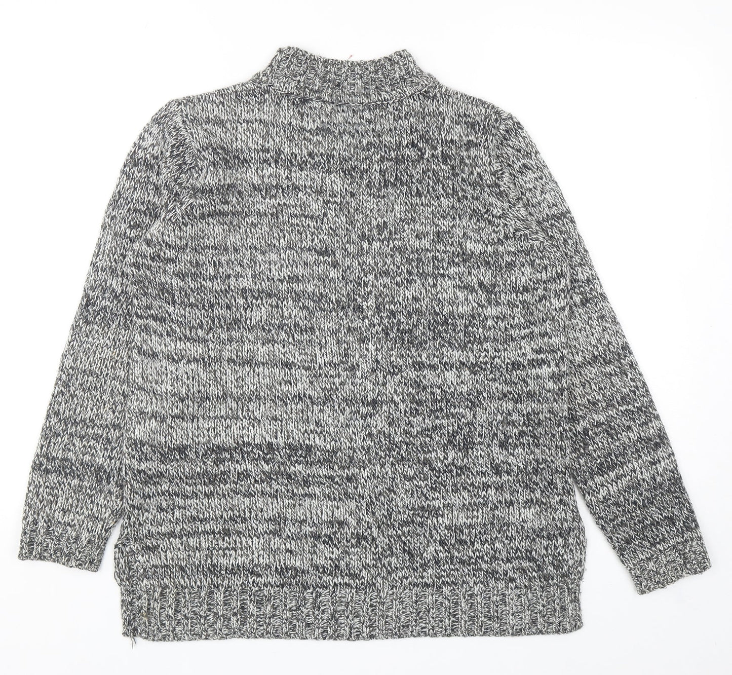 Balsamik Womens Grey Mock Neck Acrylic Pullover Jumper Size 10 - UK size 10-12