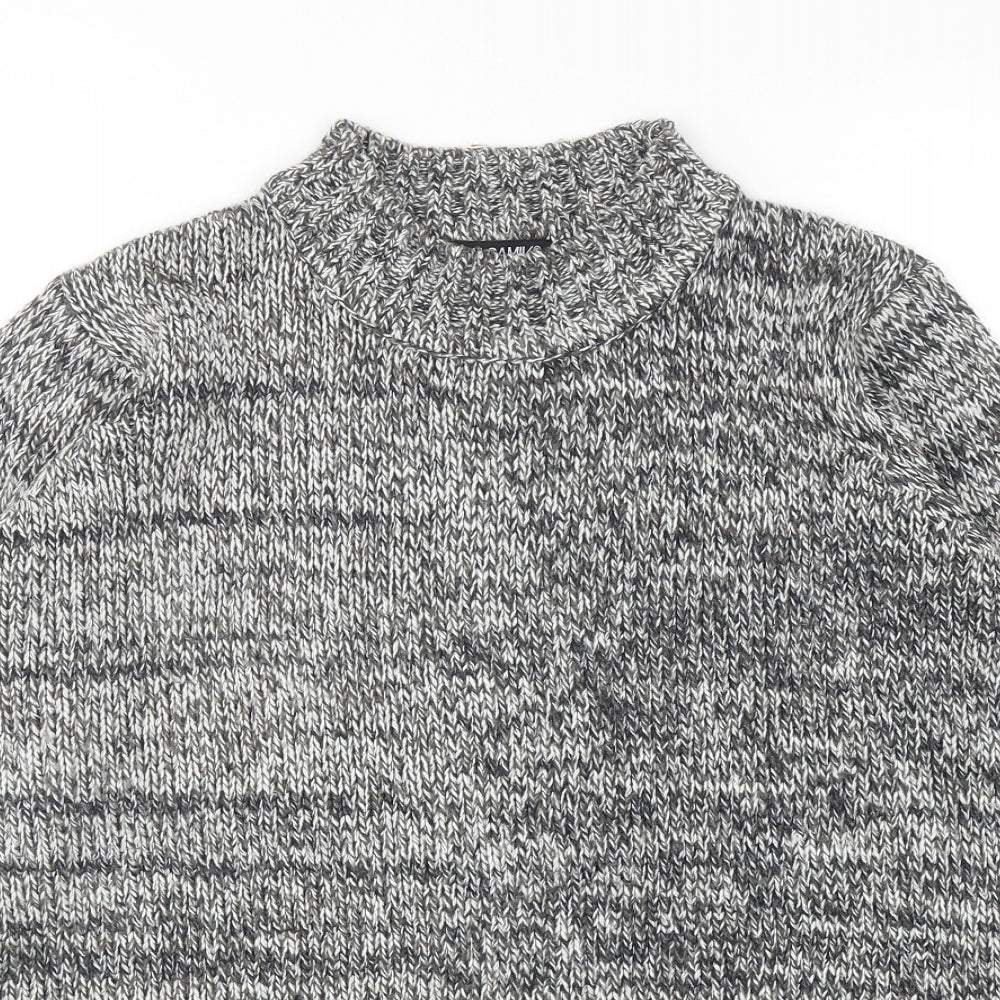 Balsamik Womens Grey Mock Neck Acrylic Pullover Jumper Size 10 - UK size 10-12
