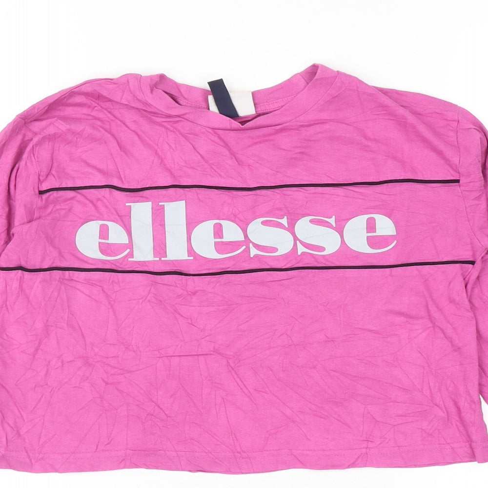 Womens UK Size 4 ellesse Pink Cropped T-Shirt
