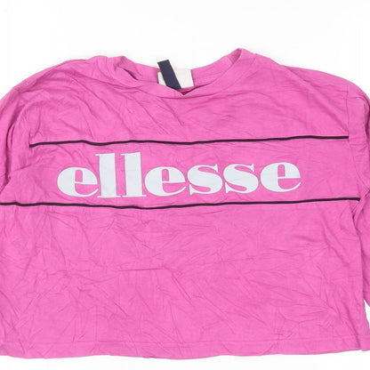 Womens UK Size 4 ellesse Pink Cropped T-Shirt
