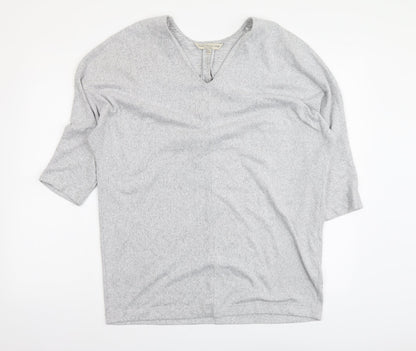 F&F Womens Grey V-Neck Polyester Tunic Jumper Size 10