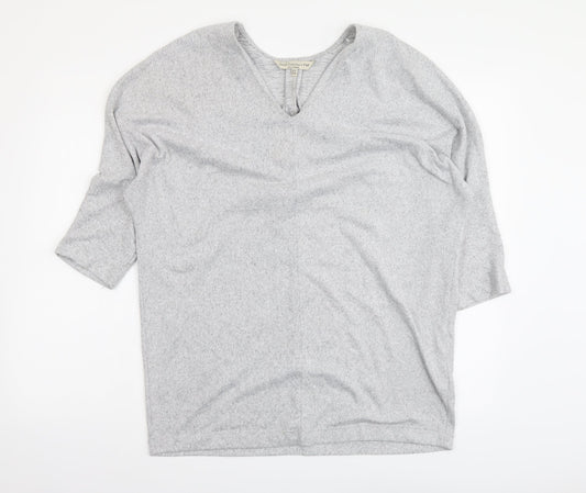 F&F Womens Grey V-Neck Polyester Tunic Jumper Size 10