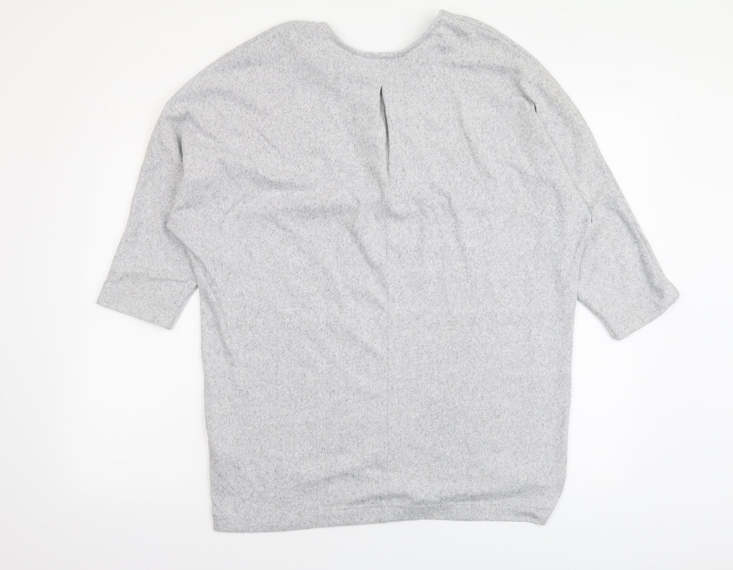 F&F Womens Grey V-Neck Polyester Tunic Jumper Size 10