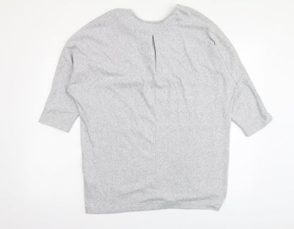 F&F Womens Grey V-Neck Polyester Tunic Jumper Size 10