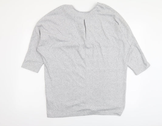 F&F Womens Grey V-Neck Polyester Tunic Jumper Size 10