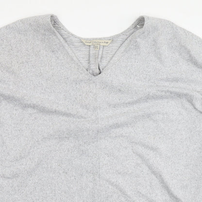 F&F Womens Grey V-Neck Polyester Tunic Jumper Size 10