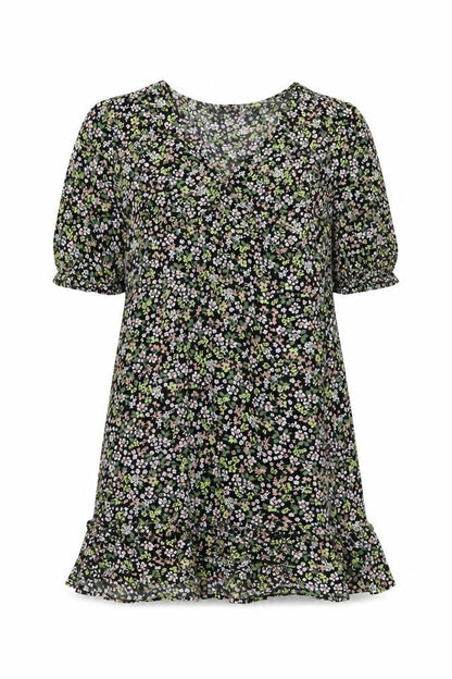 Miss Selfridge Womens Multicoloured Floral Viscose Mini Size 10 V-Neck Pullover