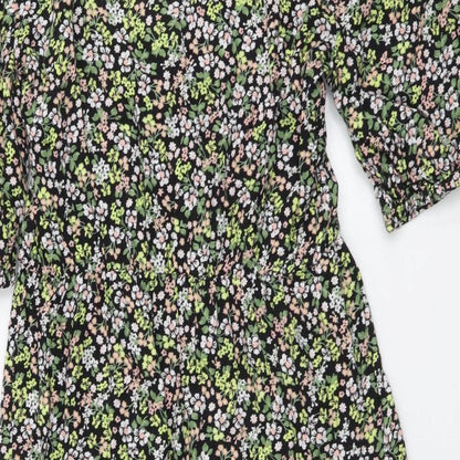 Miss Selfridge Womens Multicoloured Floral Viscose Mini Size 10 V-Neck Pullover