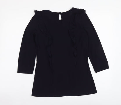 Dorothy Perkins Womens Blue Polyester Basic Blouse Size 10 Round Neck