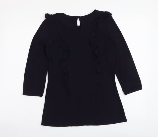 Dorothy Perkins Womens Blue Polyester Basic Blouse Size 10 Round Neck