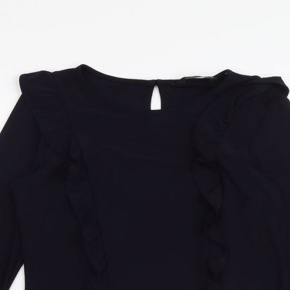 Dorothy Perkins Womens Blue Polyester Basic Blouse Size 10 Round Neck