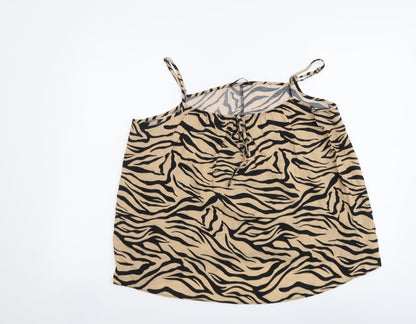 George Womens Beige Animal Print Viscose Camisole Tank Size 12 Round Neck - Tiger Pattern