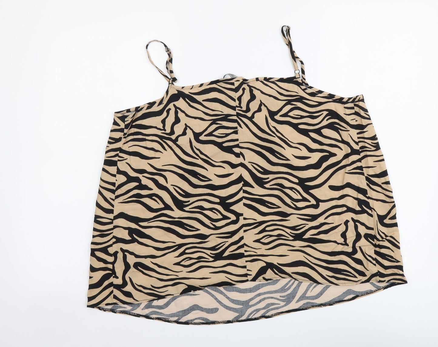 George Womens Beige Animal Print Viscose Camisole Tank Size 12 Round Neck - Tiger Pattern