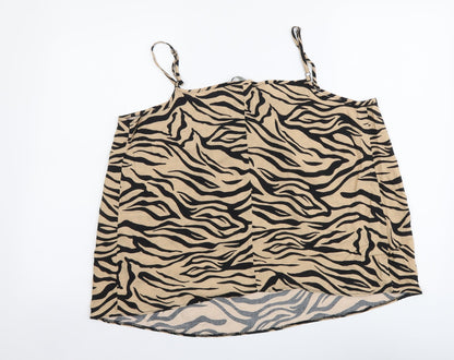 George Womens Beige Animal Print Viscose Camisole Tank Size 12 Round Neck - Tiger Pattern