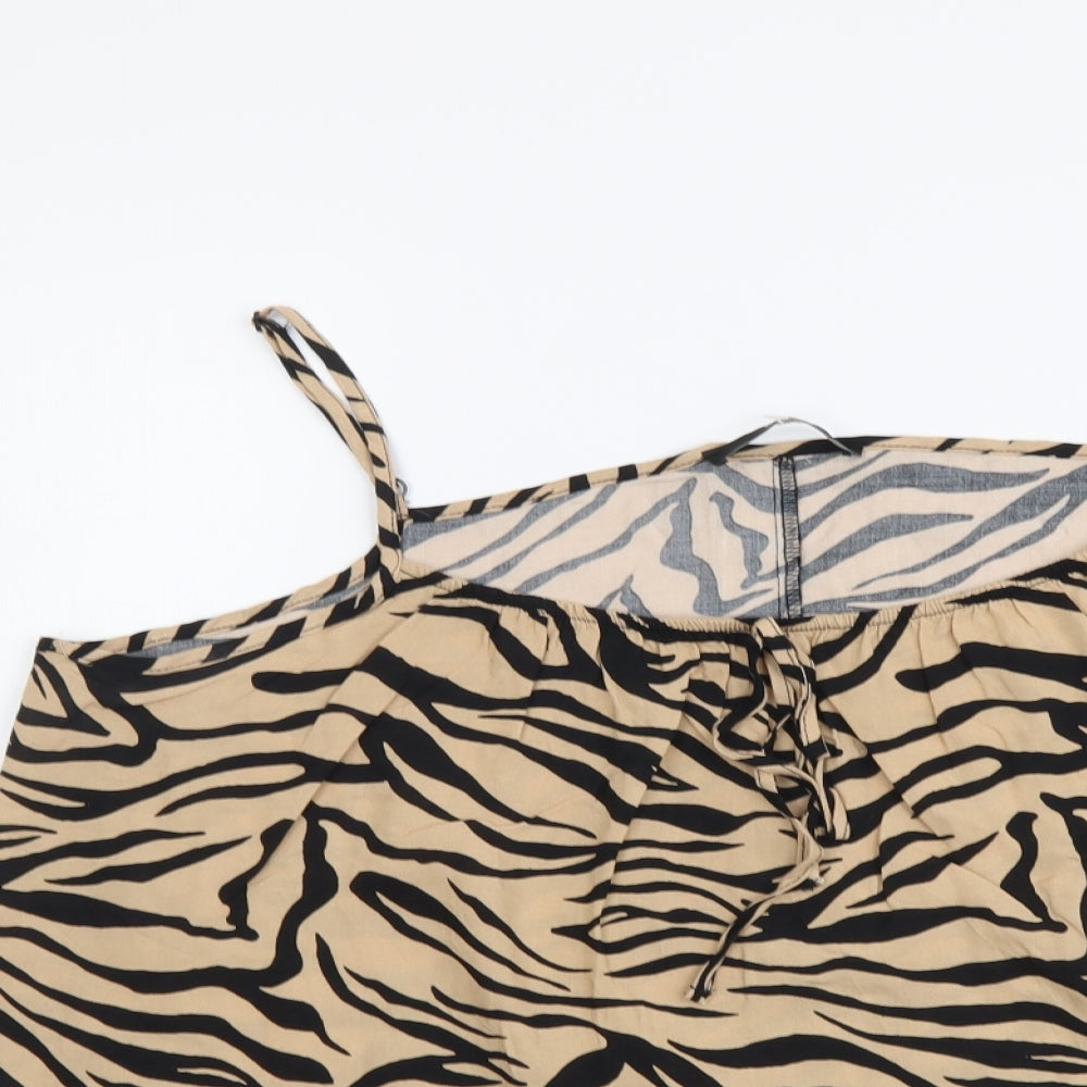 George Womens Beige Animal Print Viscose Camisole Tank Size 12 Round Neck - Tiger Pattern