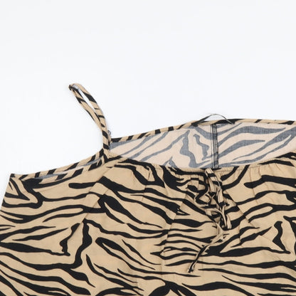 George Womens Beige Animal Print Viscose Camisole Tank Size 12 Round Neck - Tiger Pattern