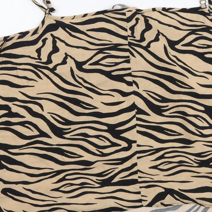 George Womens Beige Animal Print Viscose Camisole Tank Size 12 Round Neck - Tiger Pattern