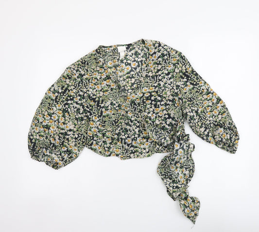 Womens UK Size XS H&M Multicoloured Cropped Blouse