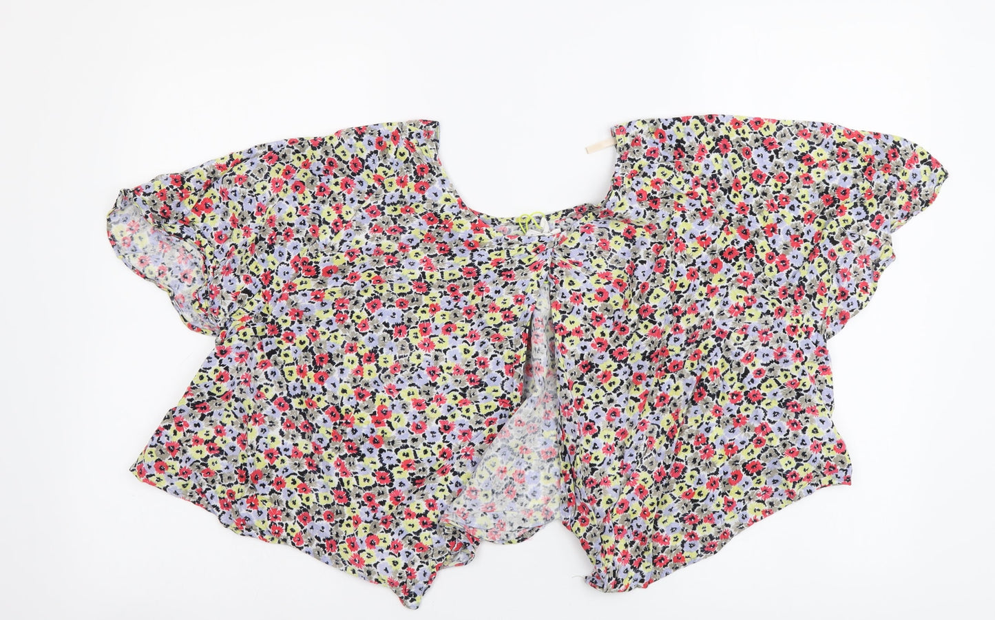 BCBGeneration Womens Multicoloured Floral Viscose Cropped Blouse Size XS Round Neck