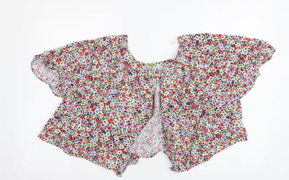 BCBGeneration Womens Multicoloured Floral Viscose Cropped Blouse Size XS Round Neck