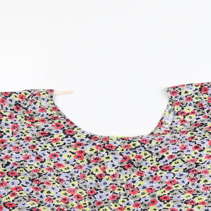 BCBGeneration Womens Multicoloured Floral Viscose Cropped Blouse Size XS Round Neck