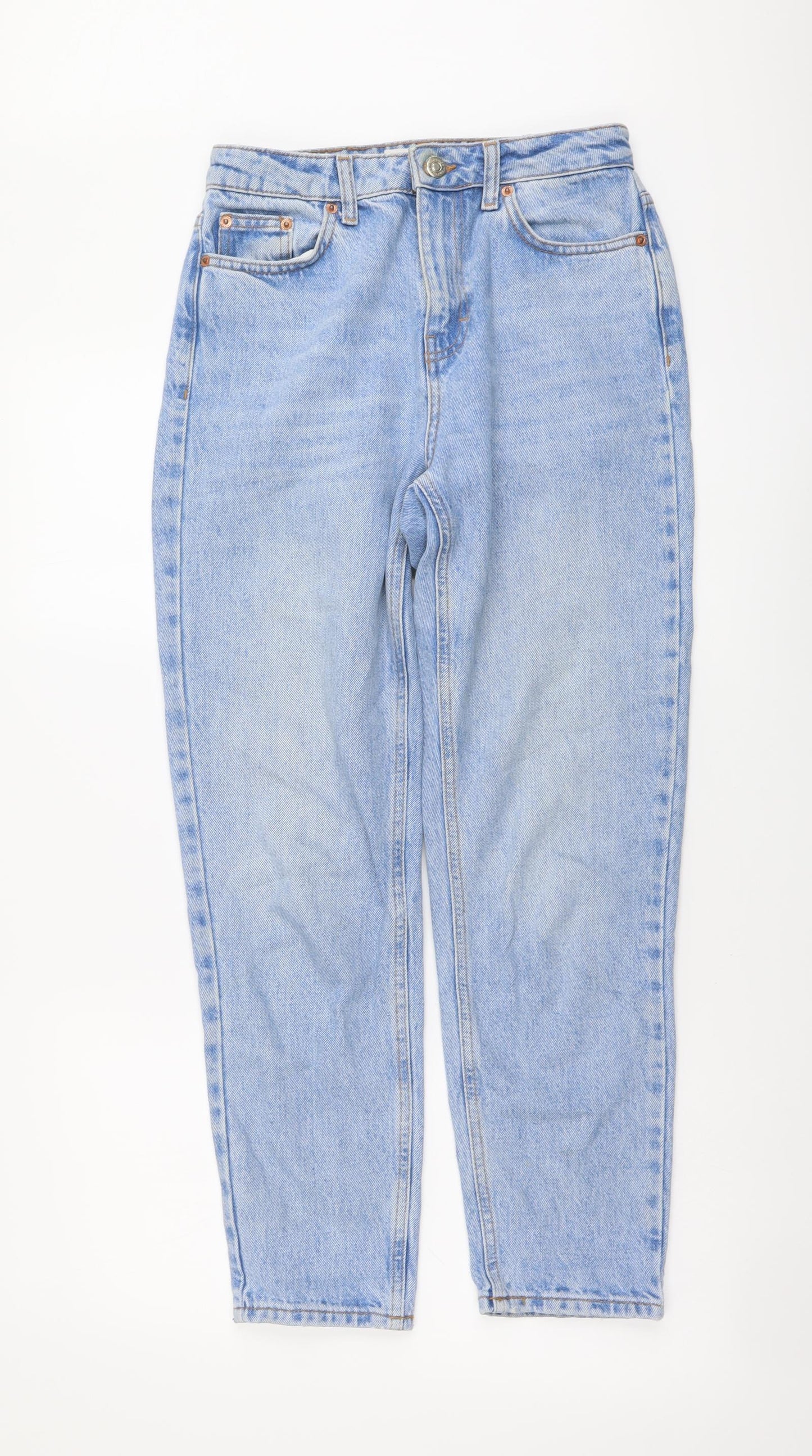 Topshop Womens Blue Cotton Mom Jeans Size 26 in L30 in Regular Button