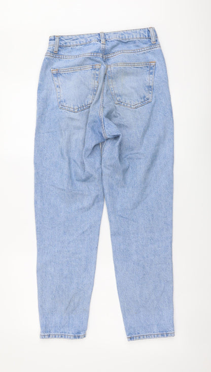 Topshop Womens Blue Cotton Mom Jeans Size 26 in L30 in Regular Button