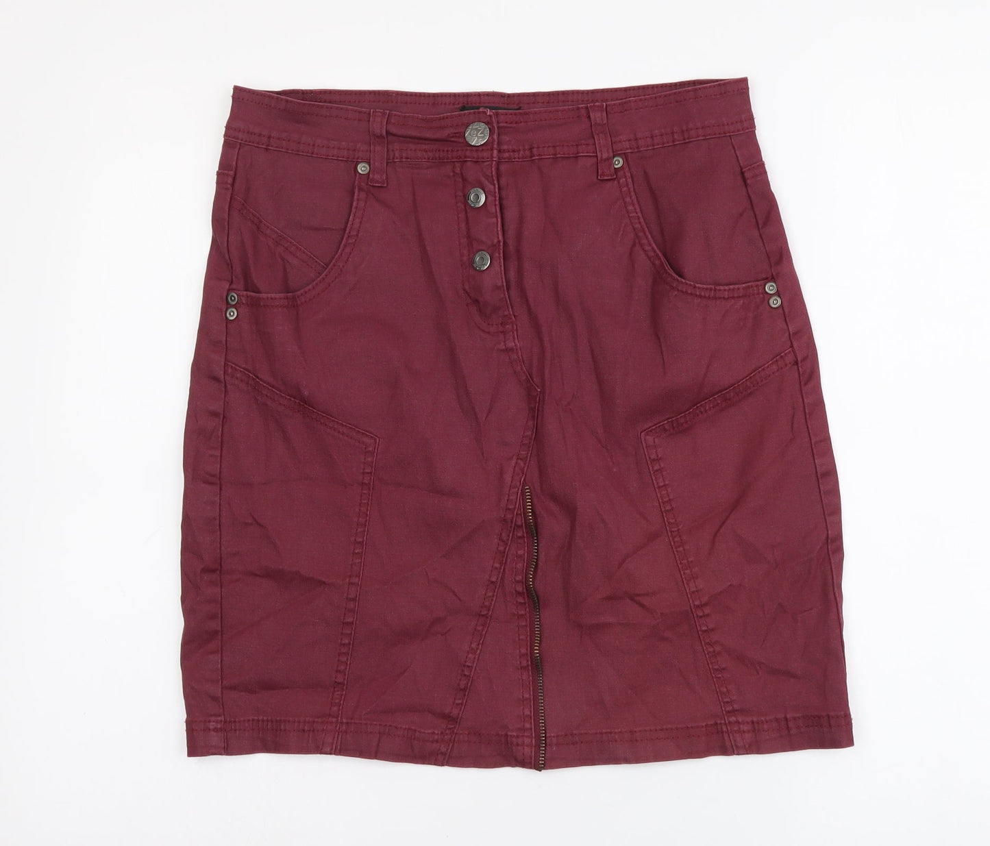 Ze-Ze Womens Purple Cotton Mini Skirt Size M Button