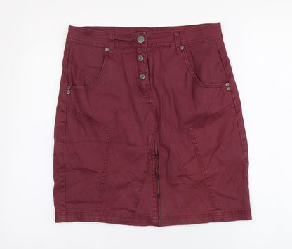 Ze-Ze Womens Purple Cotton Mini Skirt Size M Button