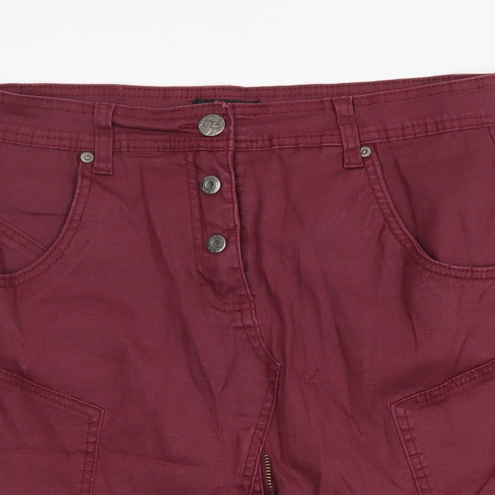 Ze-Ze Womens Purple Cotton Mini Skirt Size M Button