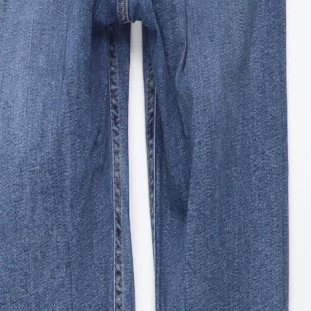 Topshop Womens Blue Cotton Skinny Jeans Size 26 in L30 in Regular Button - Distressed Look