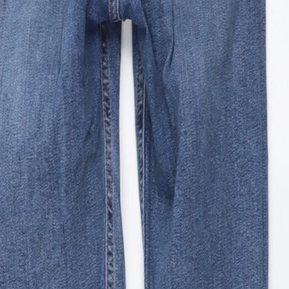 Topshop Womens Blue Cotton Skinny Jeans Size 26 in L30 in Regular Button - Distressed Look