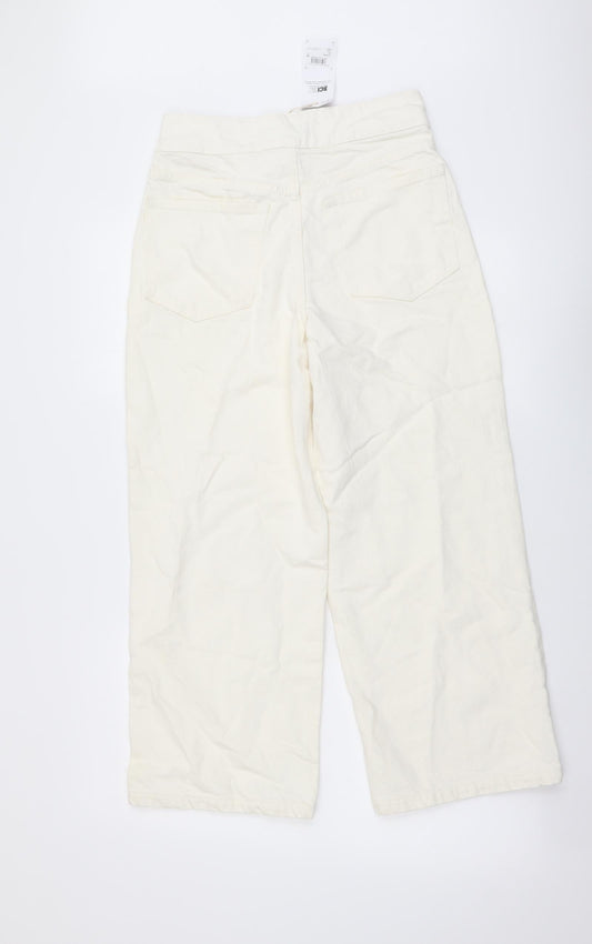 NEXT Womens Ivory Cotton Tapered Jeans Size 6 L25 in Regular Button