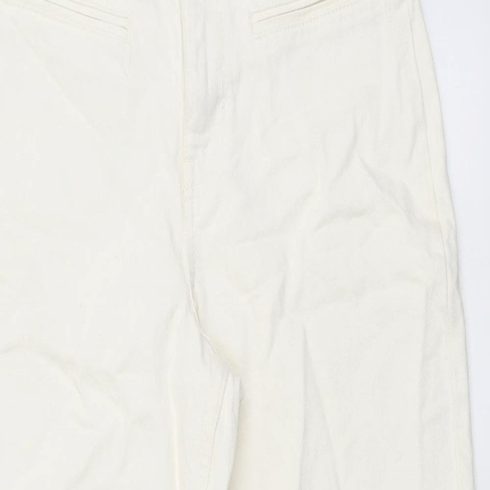 NEXT Womens Ivory Cotton Tapered Jeans Size 6 L25 in Regular Button