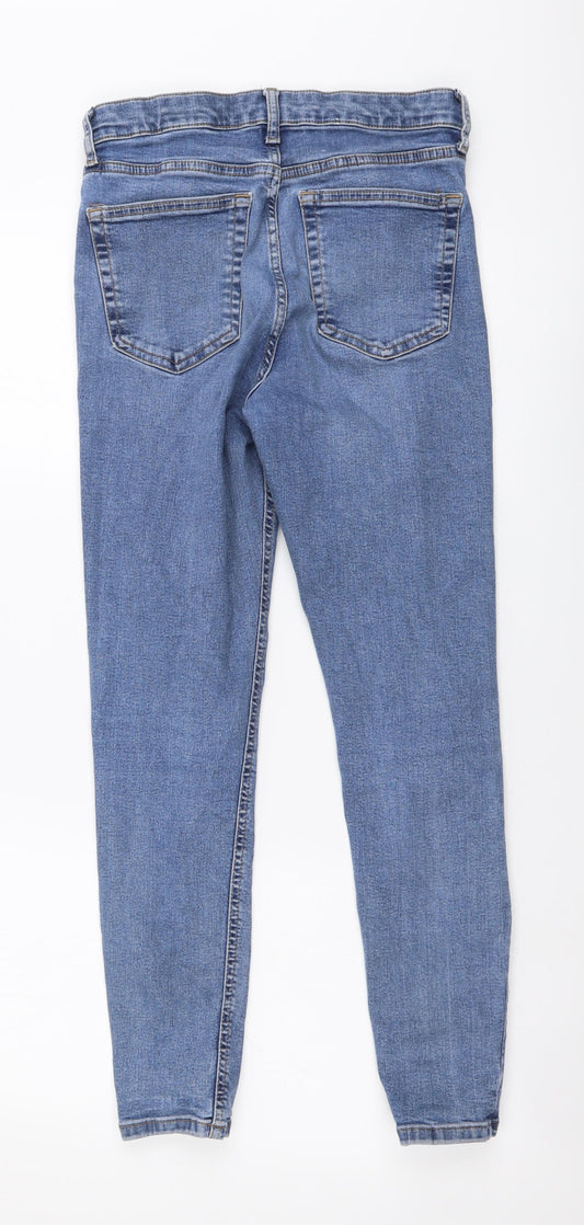 Topshop Womens Blue Cotton Skinny Jeans Size 24 in L26 in Regular Button