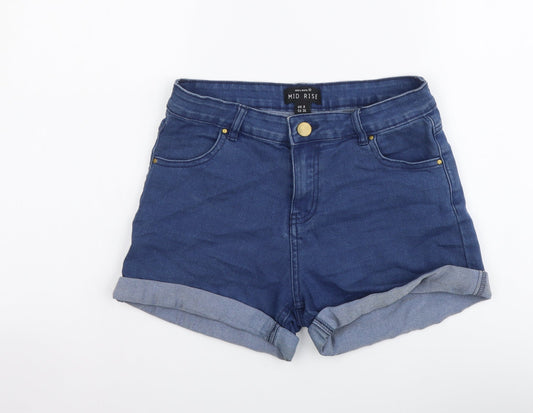 Select Womens Blue Cotton Cut-Off Shorts Size 8 L3 in Regular Button